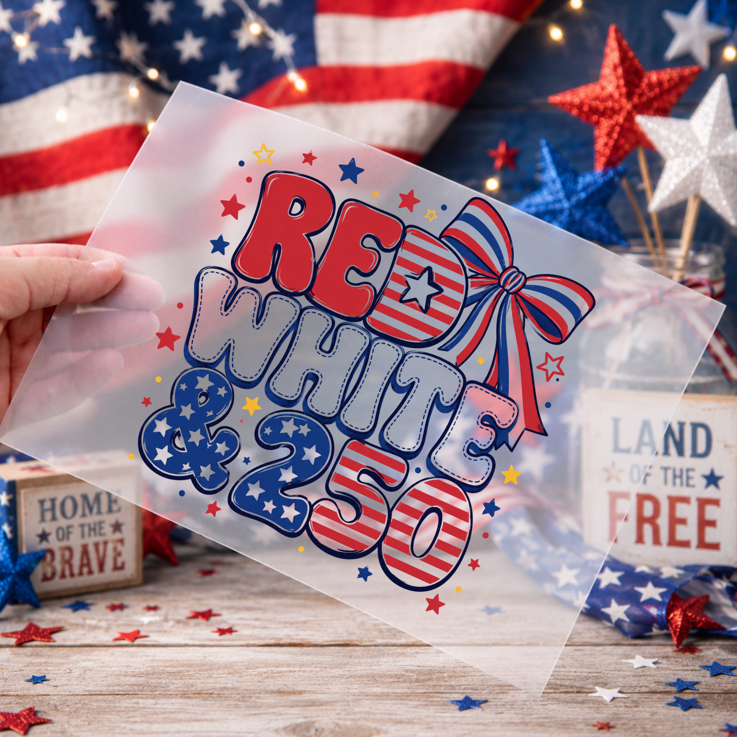 Patriotic DTF Print - Red white and 250
