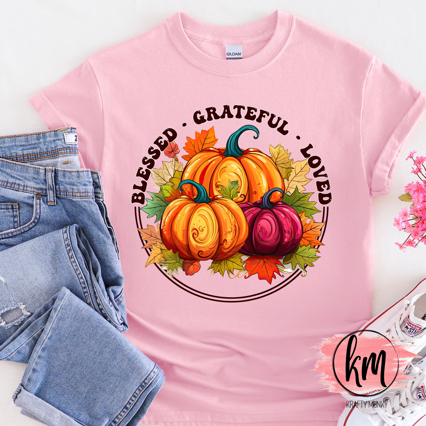 Fall DTF Print, Blessed Grateful Loved