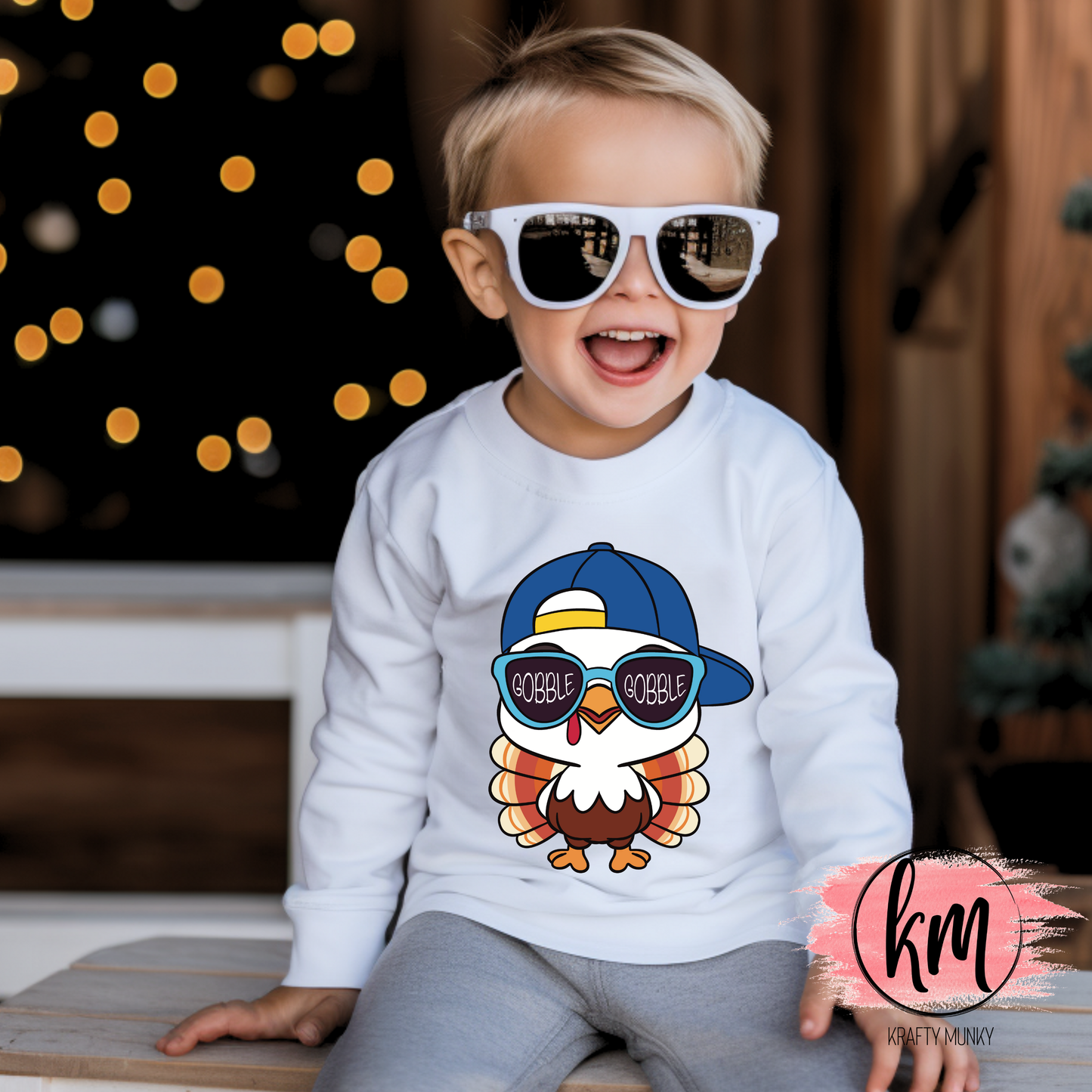 Fall DTF Print, Cool Boy Turkey