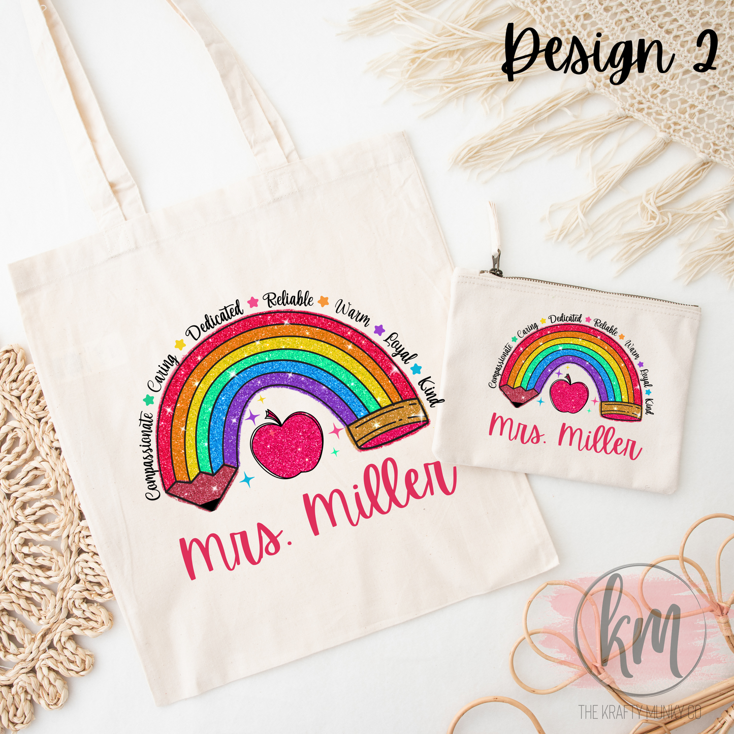 Personalized Tote Bag and Pencil Bag Set