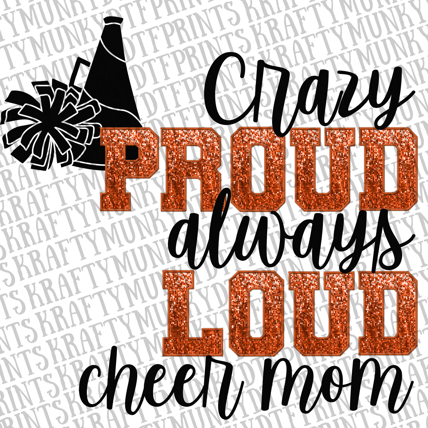 Orange & Black Proud Cheer Mom