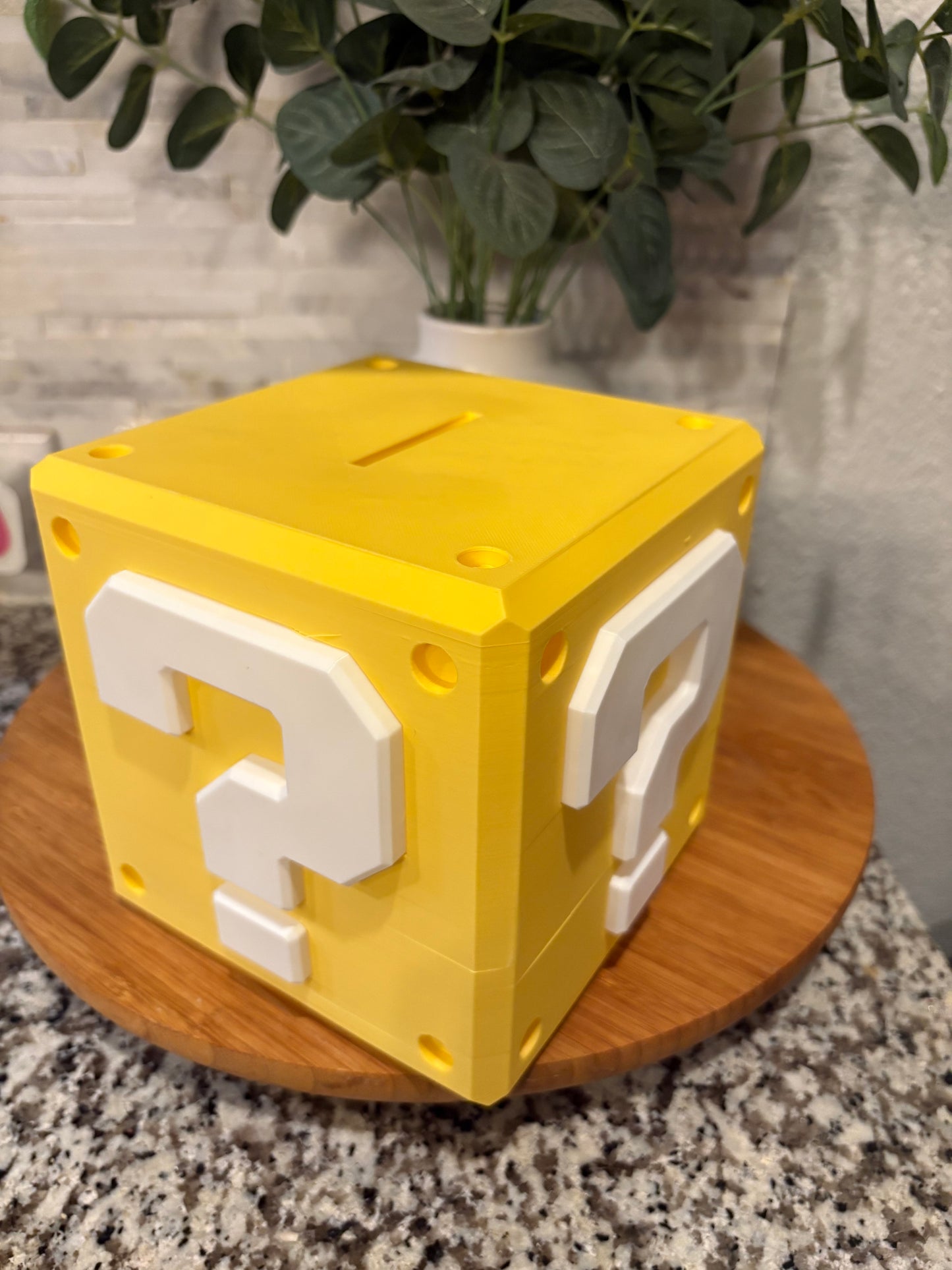 Yellow Question Mark Brick Smashable Piggy Bank – Fun Break-to-Open Savings Bank