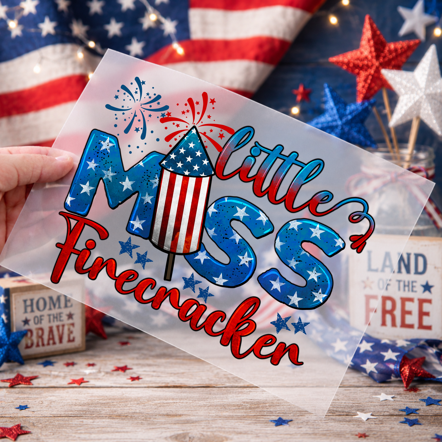 Patriotic DTF Print - Little Miss Firecracker