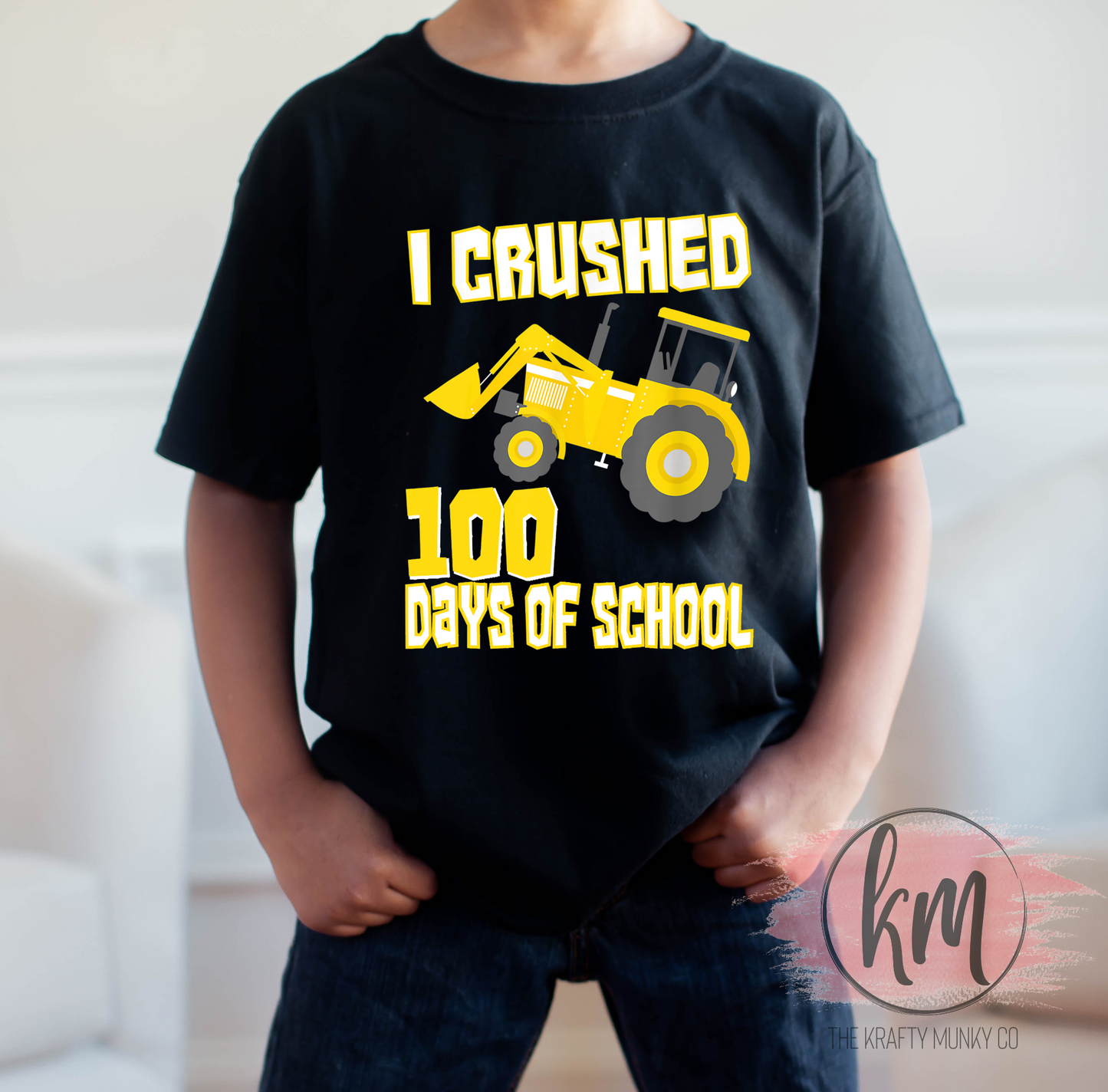 I Crushed 100 Days of School, Construction, 100th Day of School Tshirt
