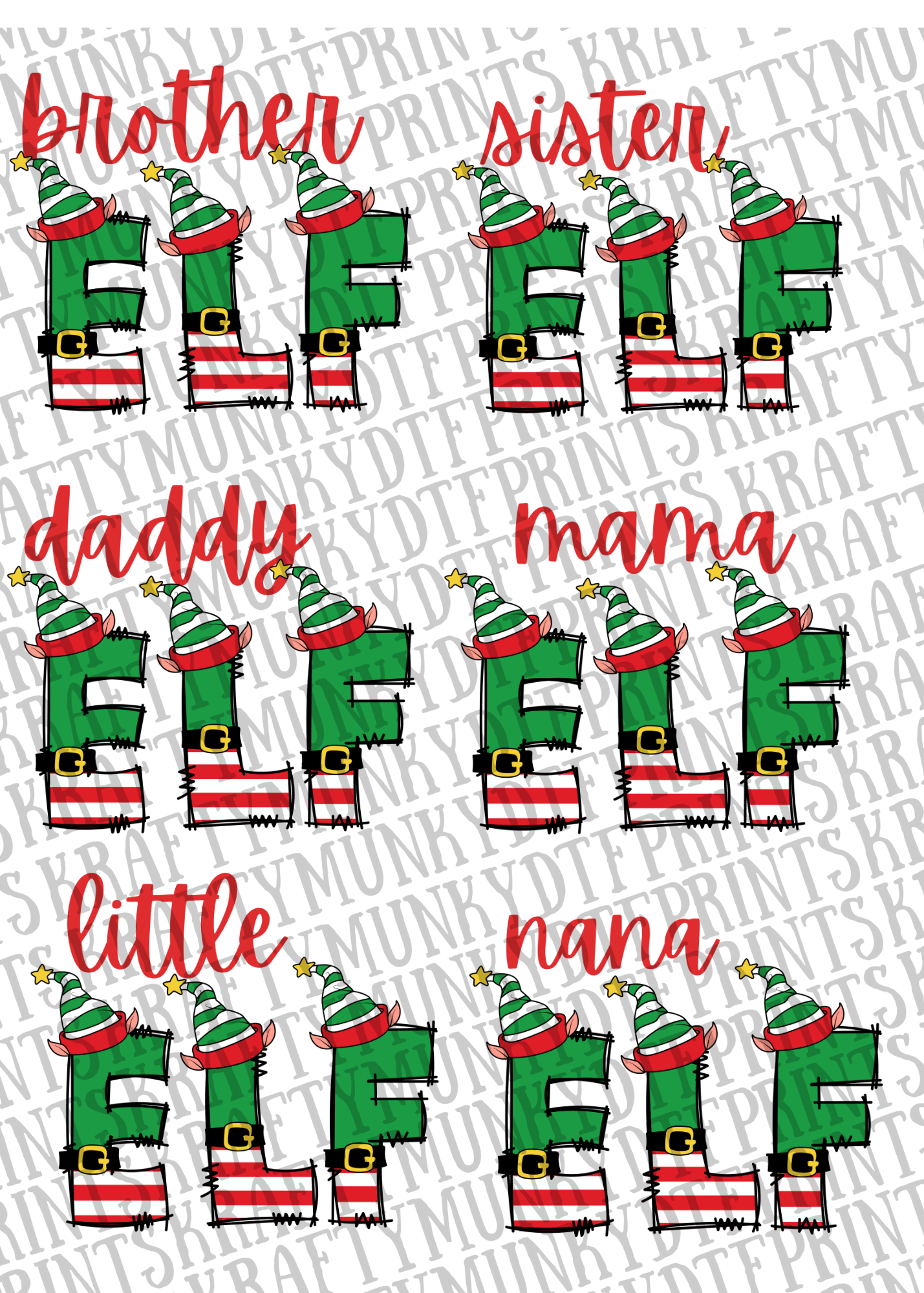 Family Elf Design, Christmas Design, DTF Transfer