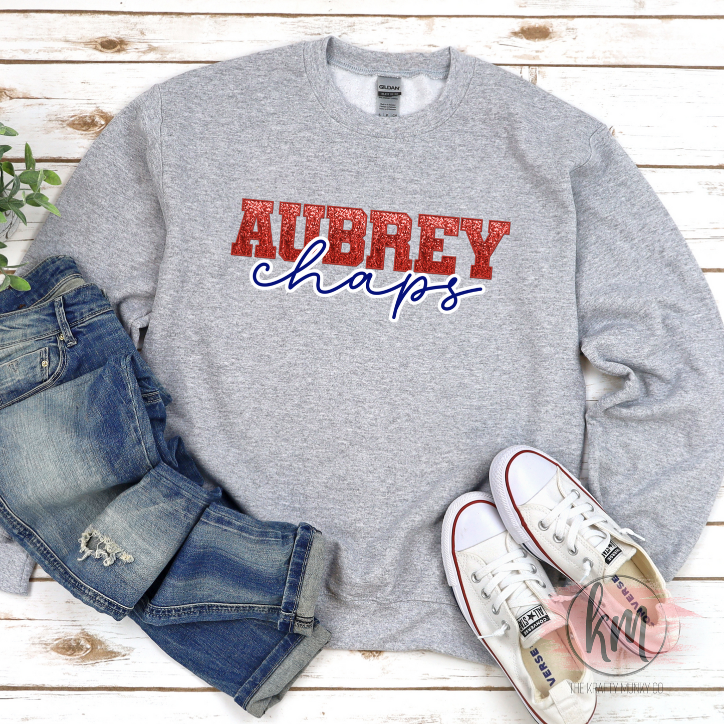Aubrey Sweatshirt, Aubrey Chaps Glitter Design