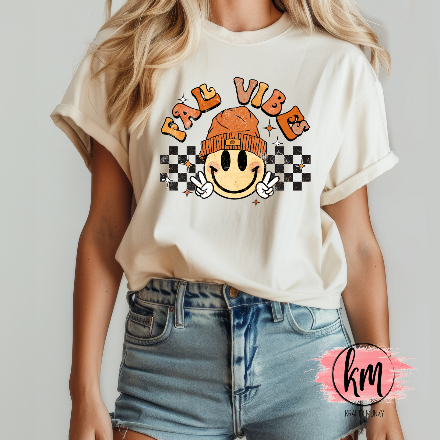 Fall DTF Print, Fall Vibes Smiley Face Design