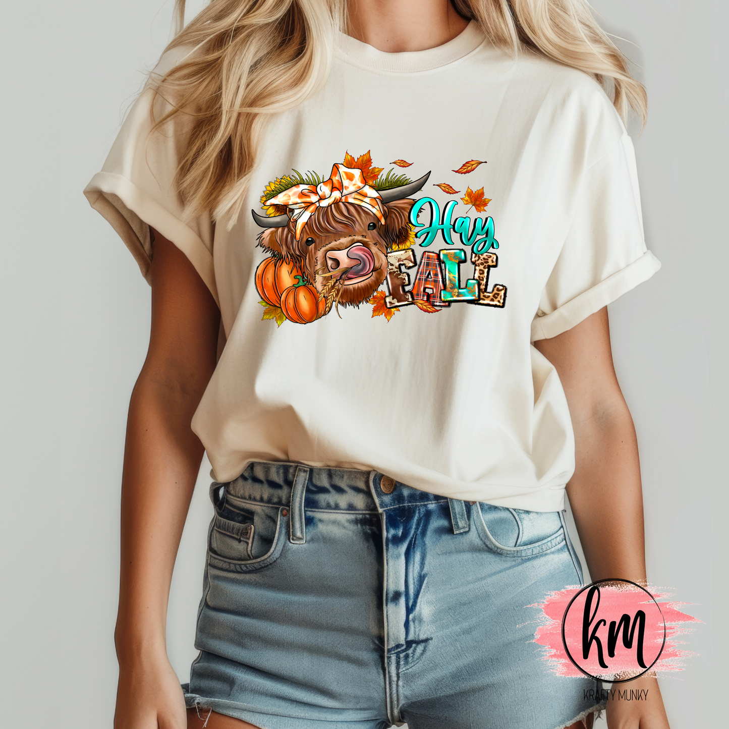 Fall DTF Print, Hay Fall Cow Design