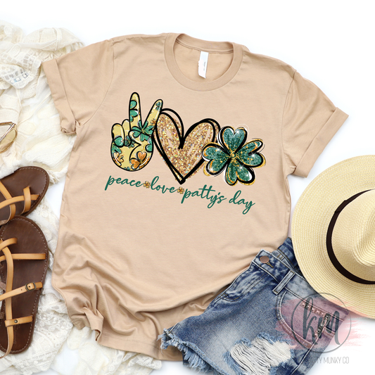 Peace Love St Patricks Day tshirt, St. Patrick's Day tshirt, St. Patty's Day shirt