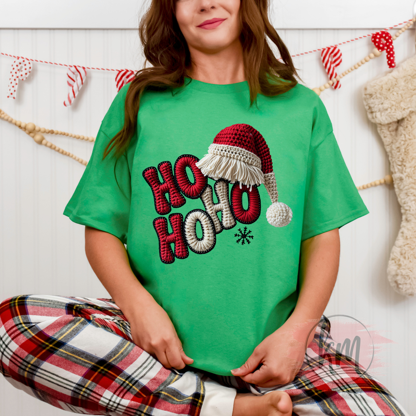 Ho Ho Ho 3D Faux Yarn Tshirt