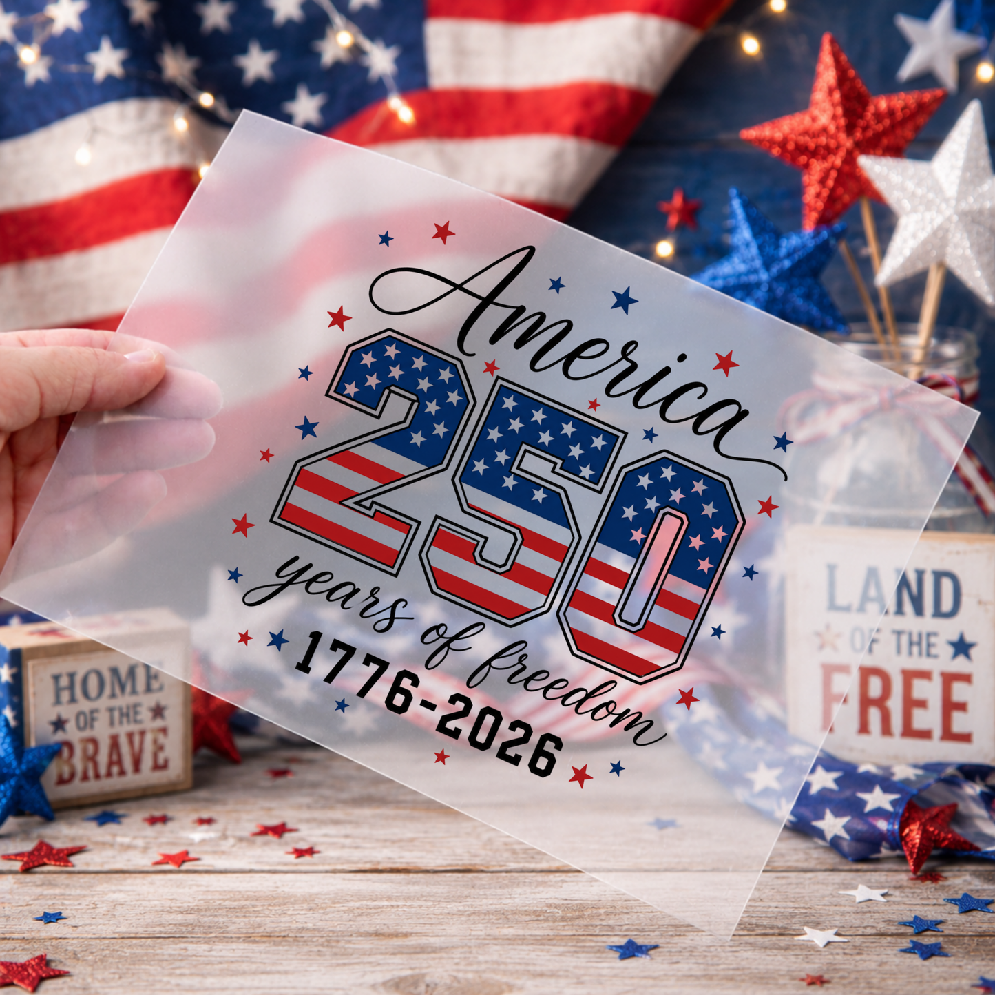 Patriotic DTF Print - America 250 Red, white and blue