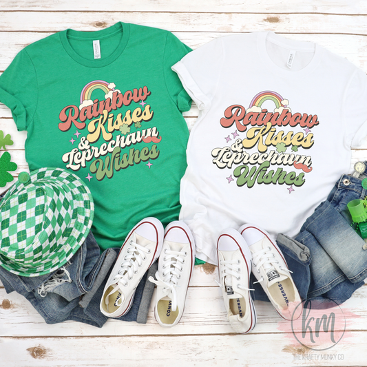 Rainbow Kisses Leprechaun Wishes tshirt, St. Patrick's Day tshirt, St. Patty's Day shirt