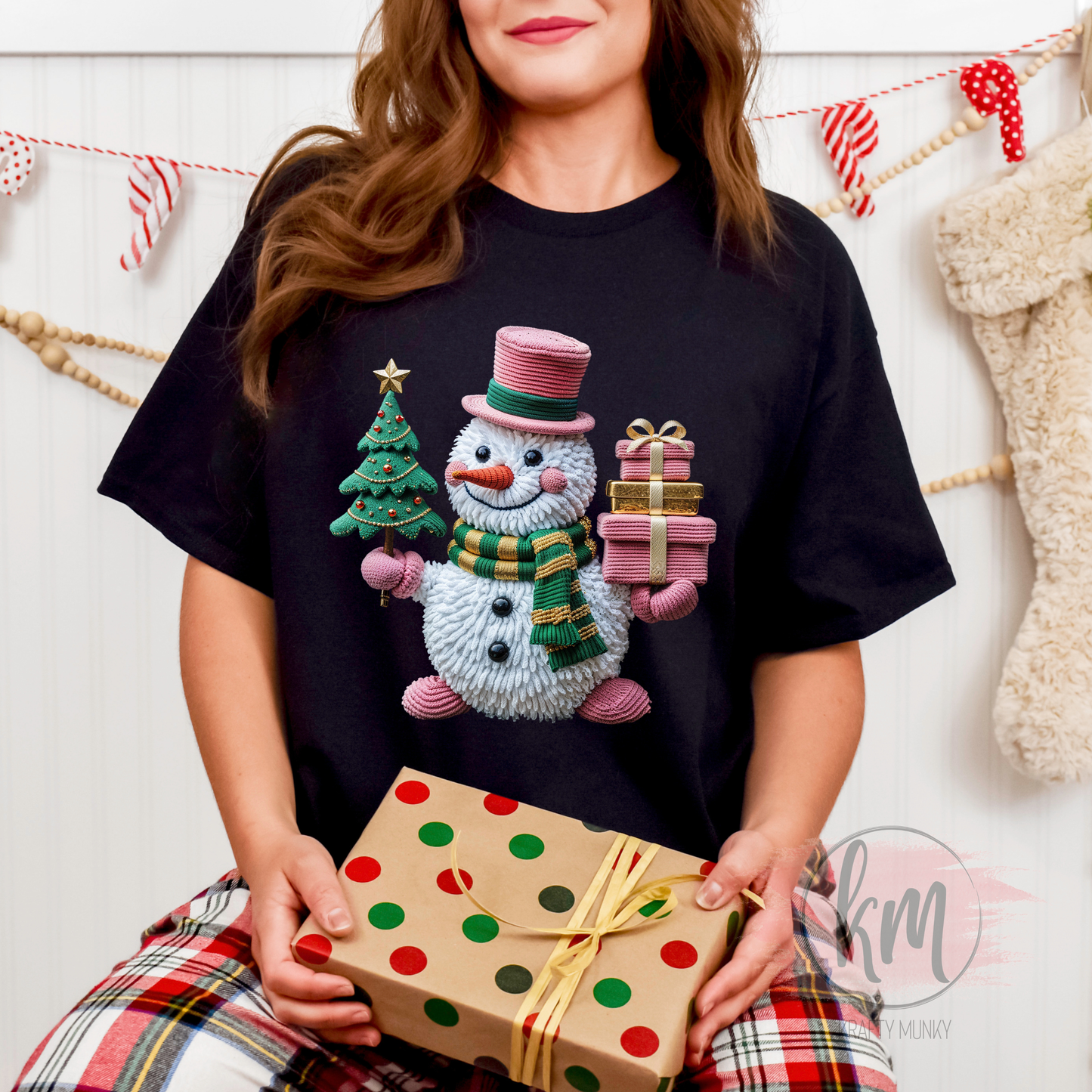 Snowman 3D Faux Yarn Tshirt