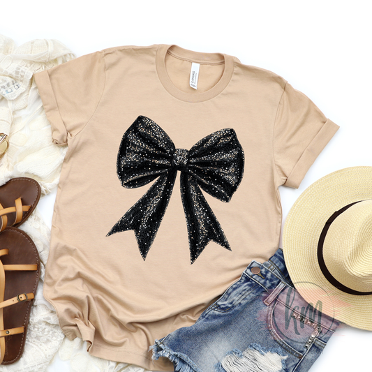 Valentine DTF Print- Black Bow