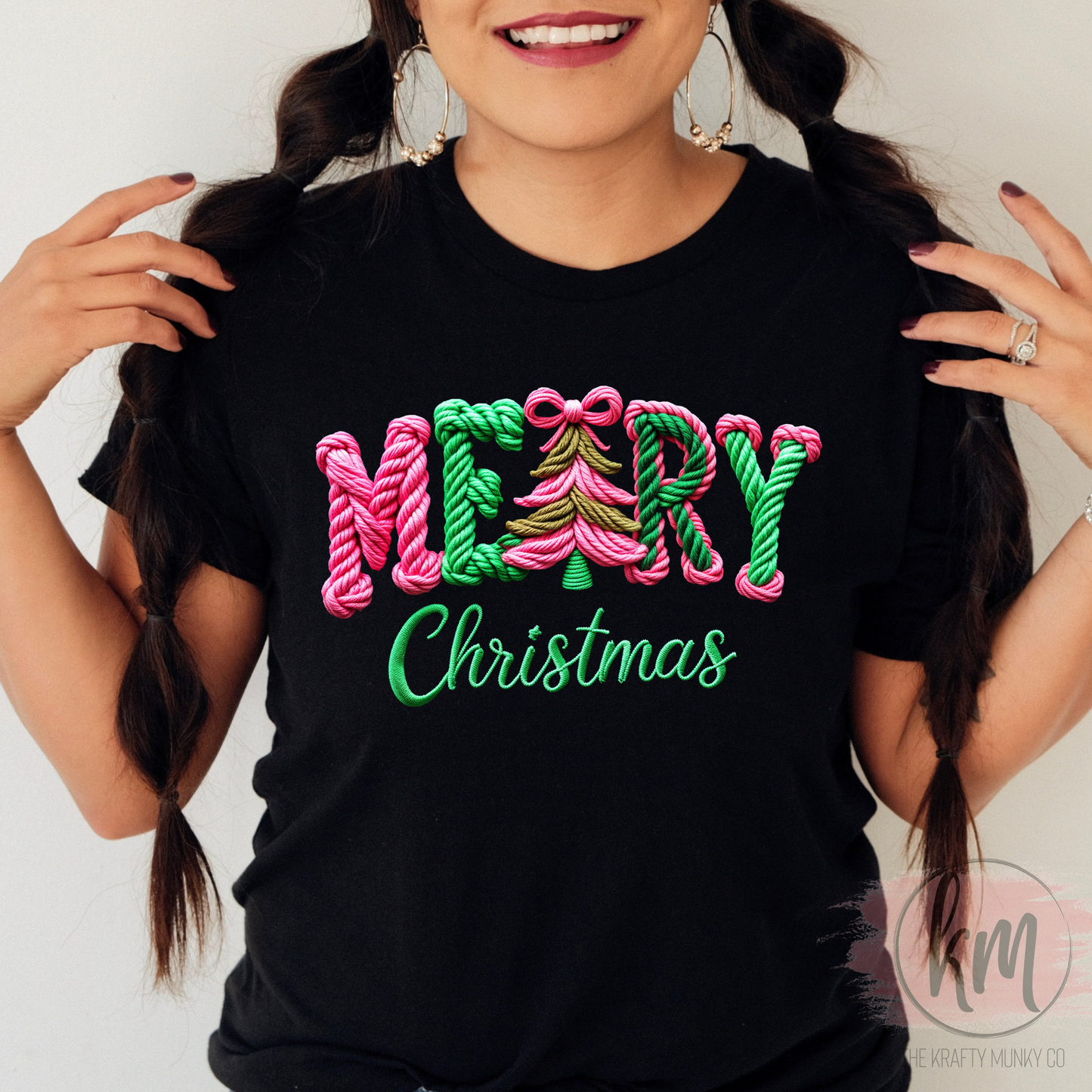 Merry Christmas 3D Faux Yarn Tshirt