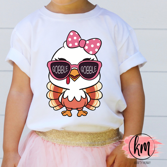 Fall DTF Print, Cute Girl Turkey