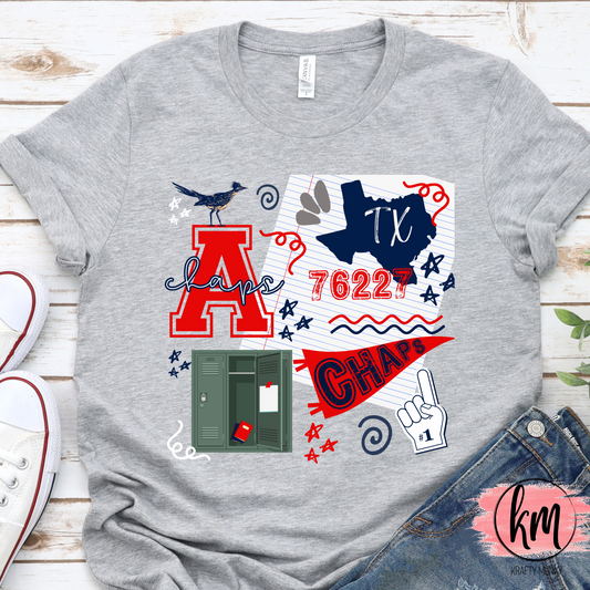 Aubrey Chaparrals School Spirit Locker Design, DTF Transfer, Ready to Press Design