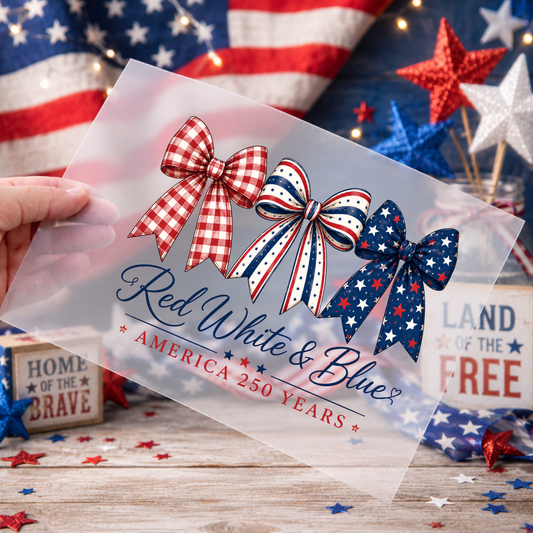 Patriotic DTF Print - Red, White & Blue Bows