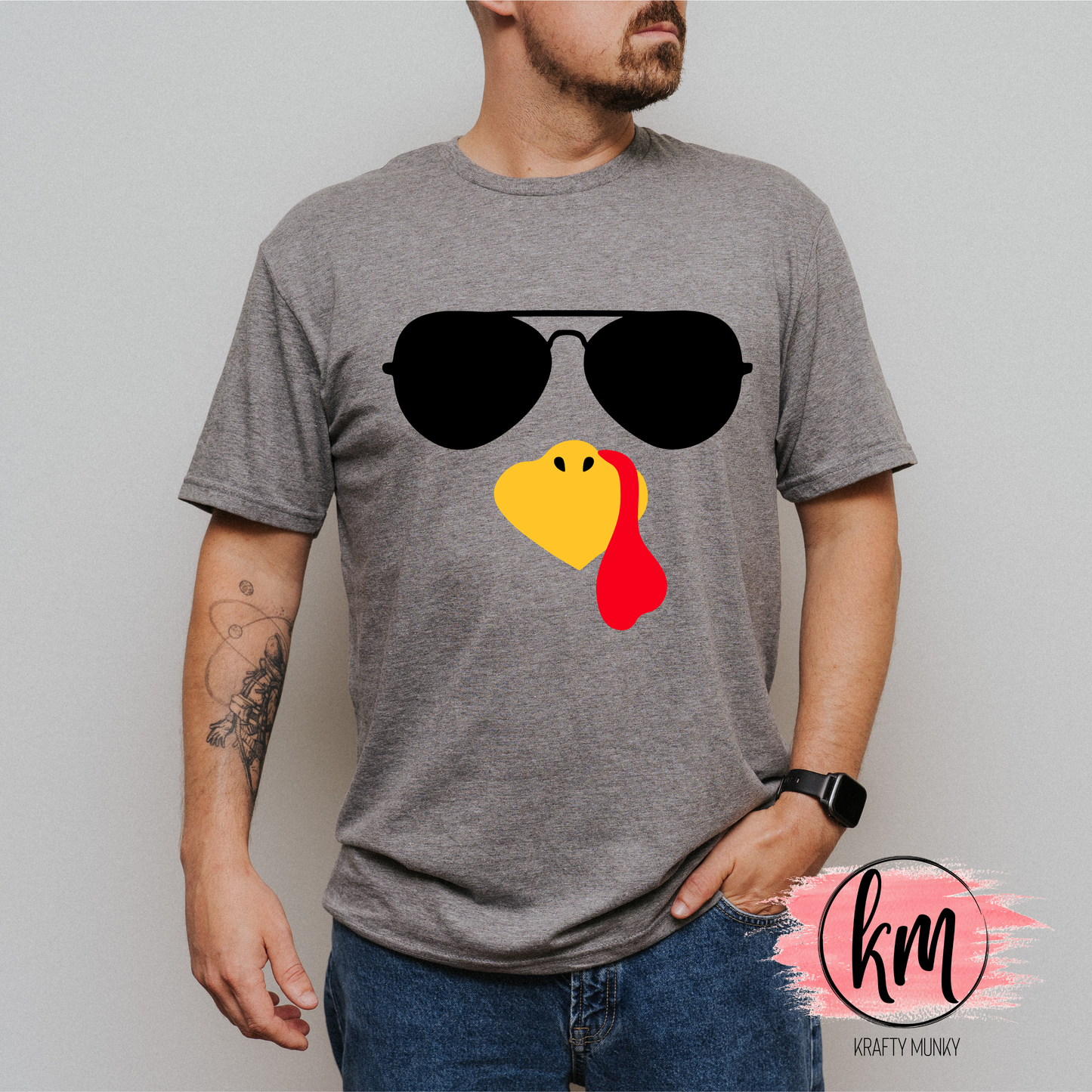 Fall DTF Print, Thanksgiving Cool Sunglasses Turkey Face
