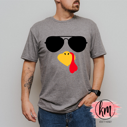 Fall Tshirt, Thanksgiving Turkey, Cool Sunglasses Turkey Face