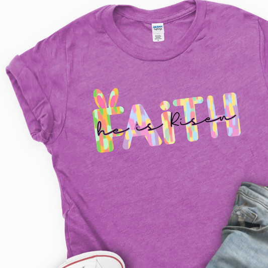Christian Easter T-Shirt, He Is Risen Faith Graphic Tee