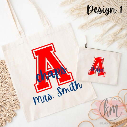Personalized Tote Bag and Pencil Bag Set