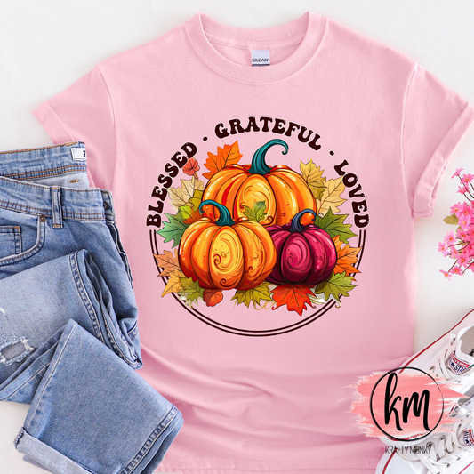 Fall DTF Print, Blessed Grateful Loved