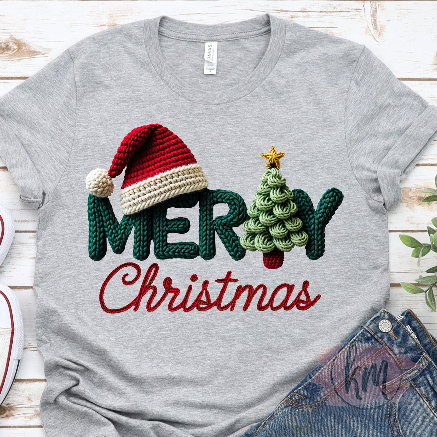 Merry Christmas 3D Faux Yarn Tshirt