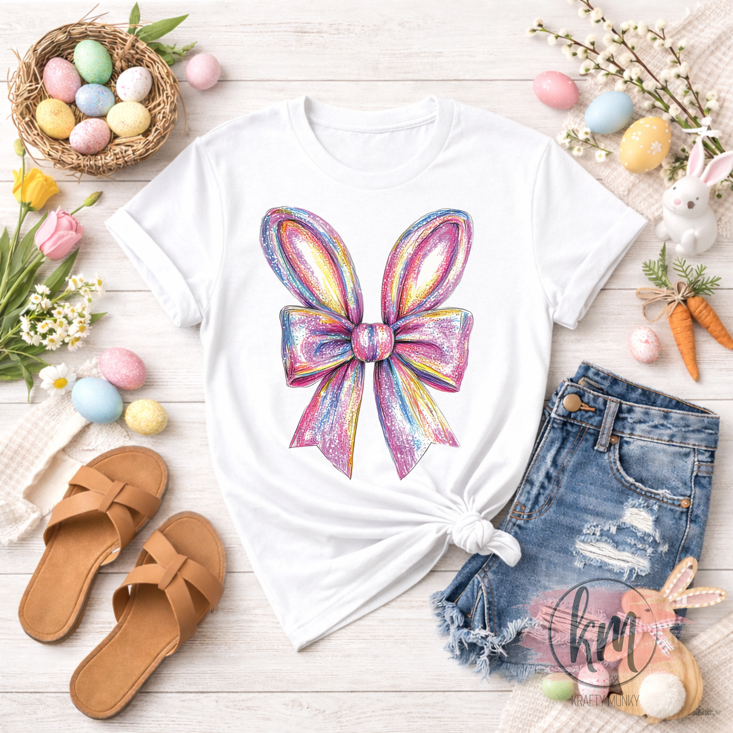Easter Bunny Ears Bow Tshirt