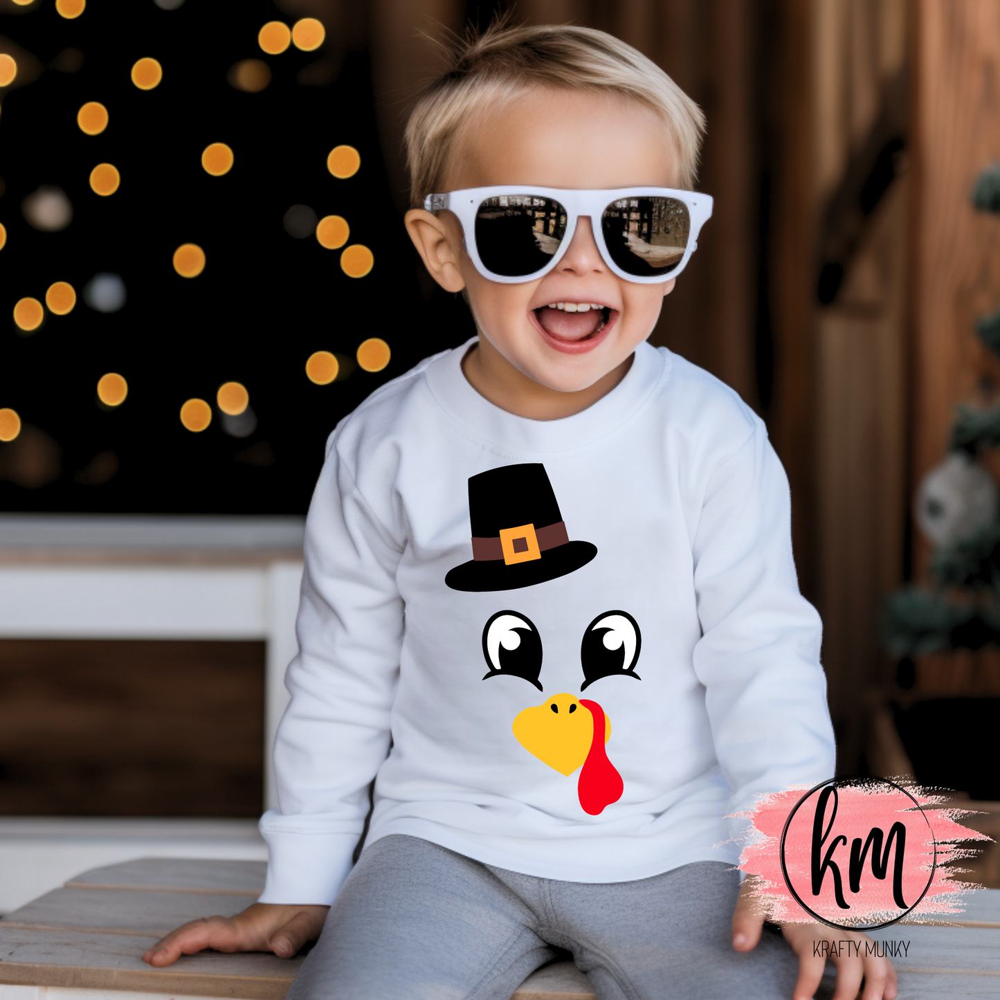 Fall DTF Print, Pilgrim Turkey Face