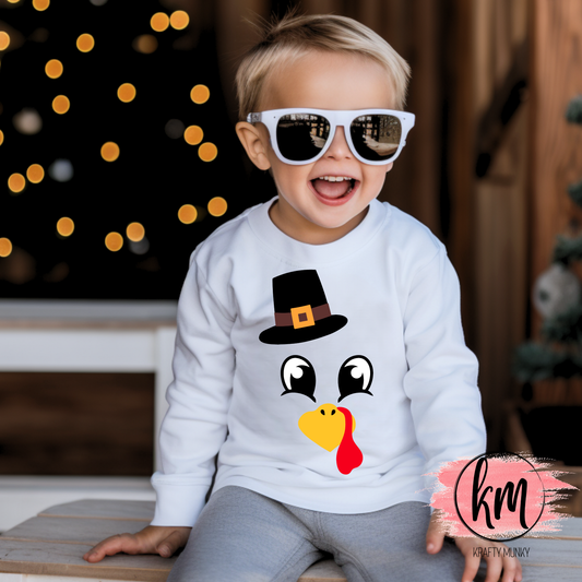 Fall DTF Print, Pilgrim Turkey Face