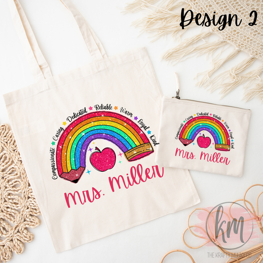 Personalized Tote Bag and Pencil Bag Set