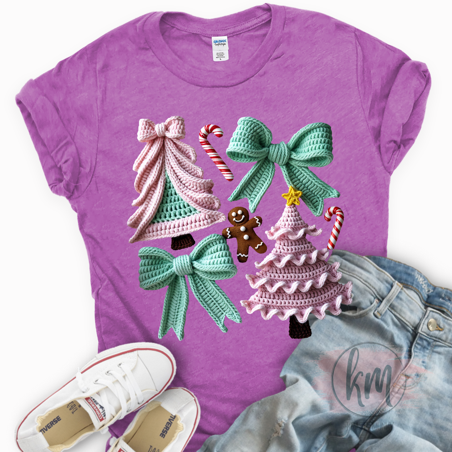 Pastel Tree 3D Faux Yarn Tshirt