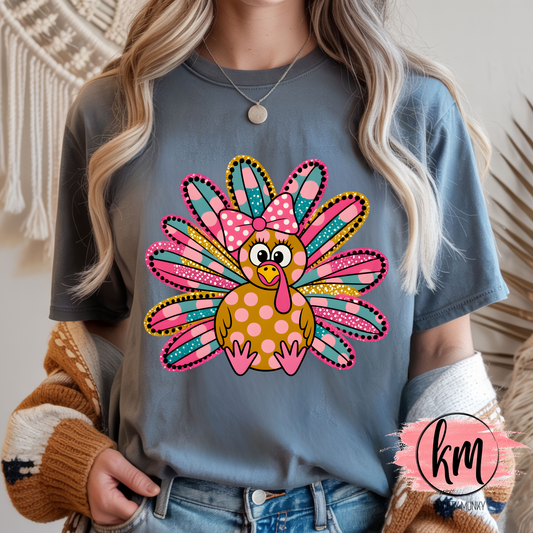 Fall DTF Print, Cute Turkey Design