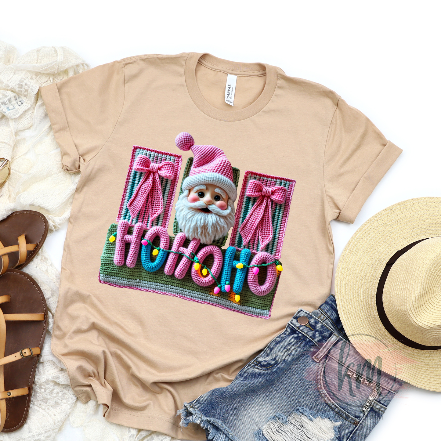 Ho Ho Ho Santa 3D Faux Yarn Tshirt