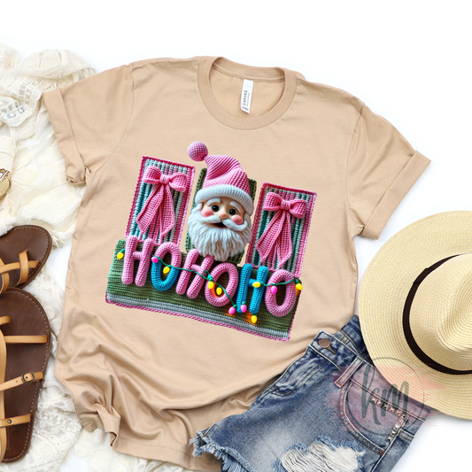 Ho Ho Ho Santa 3D Faux Yarn Tshirt