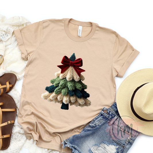 Christmas Tree 3D Faux Yarn Design Tshirt