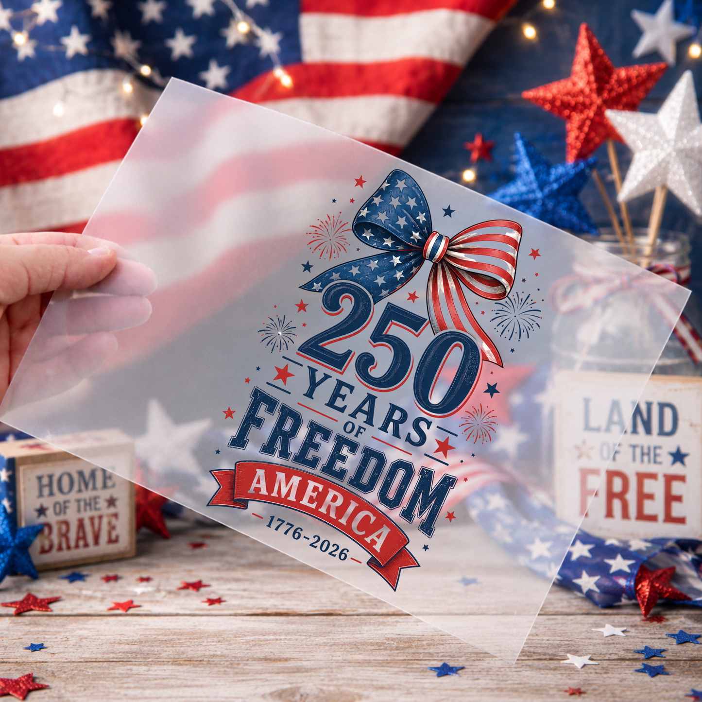 Patriotic DTF Print - 250 Freedom Patriotic Bow