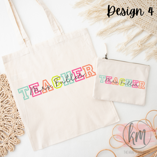 Personalized Tote Bag and Pencil Bag Set