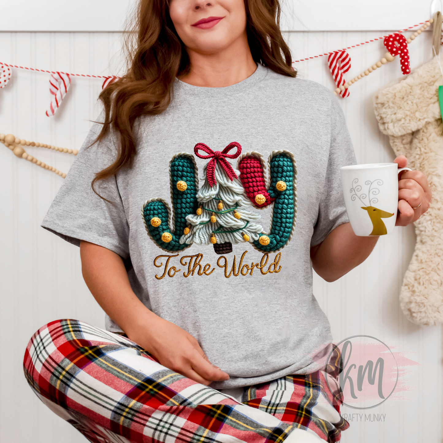 Joy to the World 3D Faux Yarn Tshirt