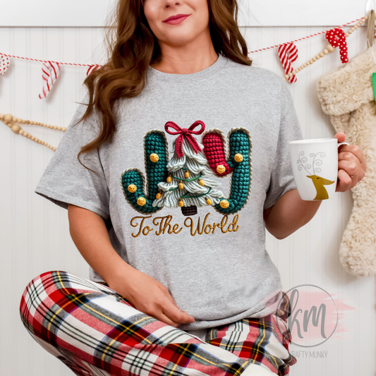 Joy to the World 3D Faux Yarn Tshirt