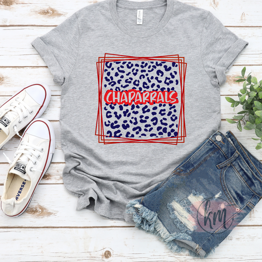 Aubrey Chaparrals School Spirit Cheetah Square Design, DTF Transfer, Ready to Press Design