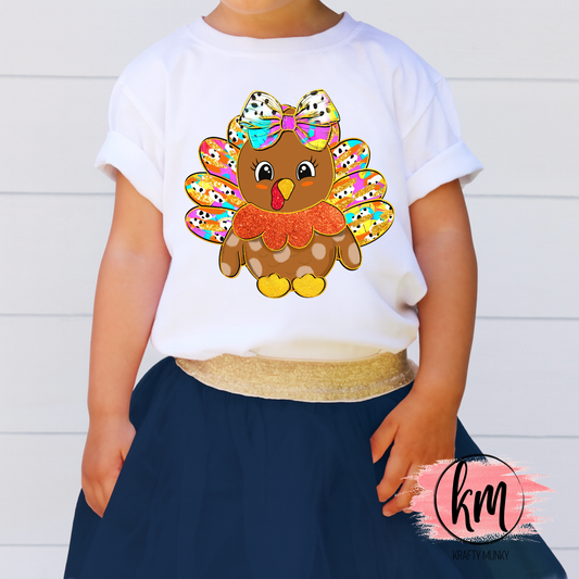 Fall Tshirt, Thanksgiving Tshirt, Cute Girl Turkey Tshirt