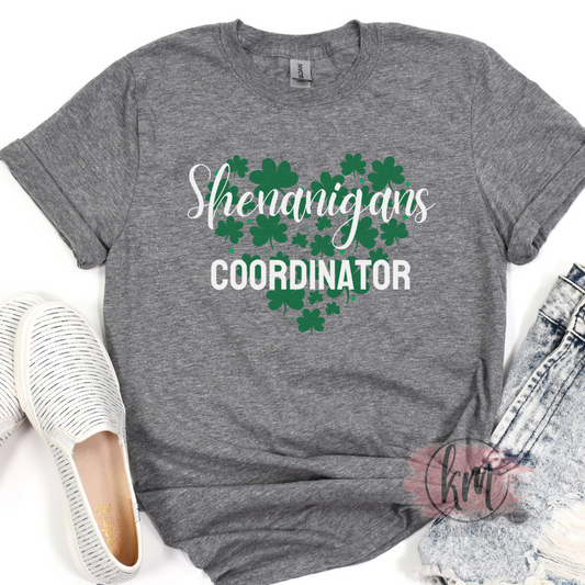 Shenanigans Coordinator tshirt, St. Patrick's Day tshirt, St. Patty's Day shirt