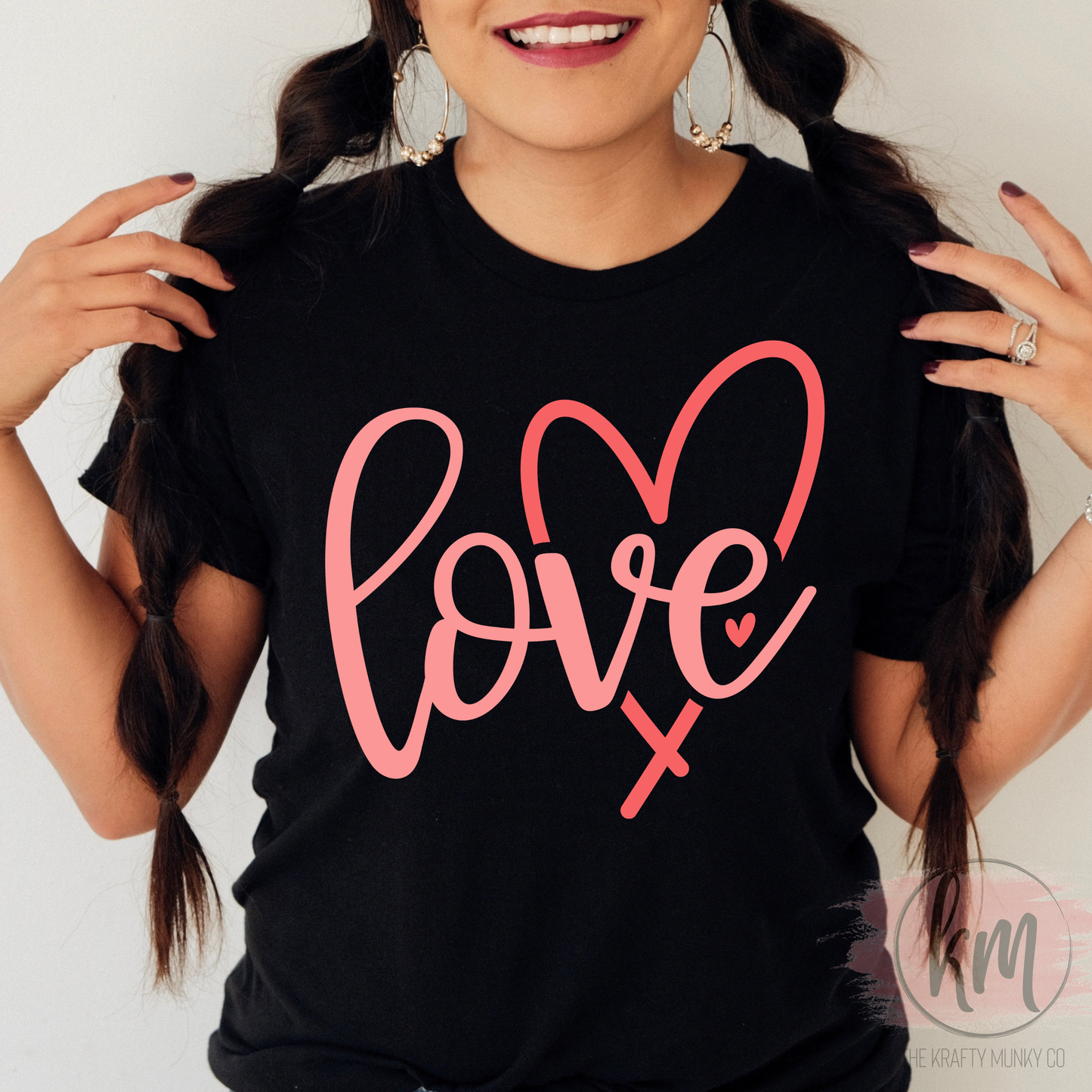 Valentine DTF Print- pink love with heart