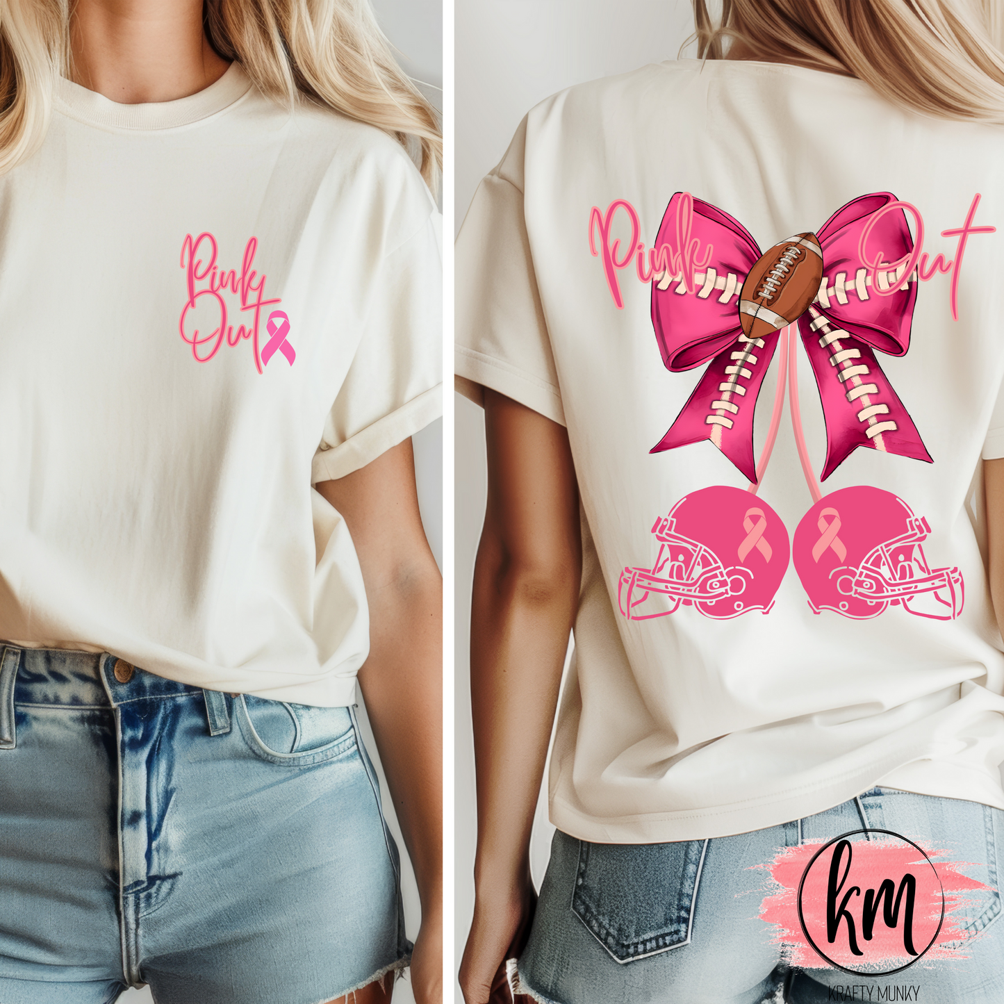 Cherry Design, Pink Out Football Design, DTF Transfer