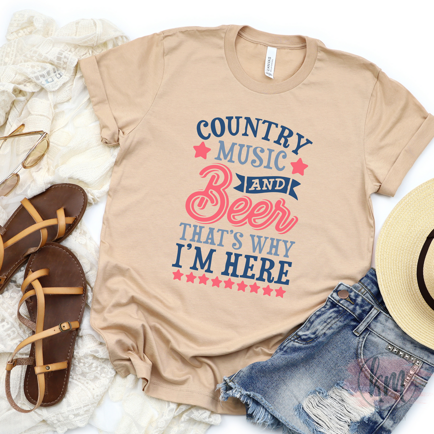 Country Music and Beer That’s Why I’m Here T-Shirt, Funny Country Concert Shirt, Unisex Graphic Tee