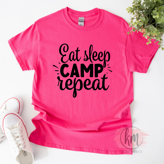 Eat Sleep Camp Repeat Tshirt