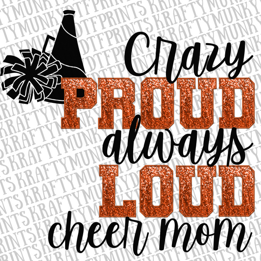Orange & Black Proud Cheer Mom