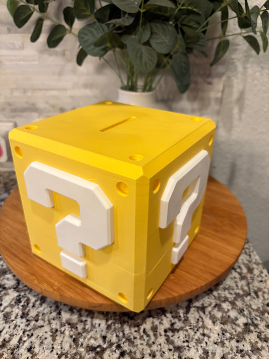 Yellow Question Mark Brick Smashable Piggy Bank – Fun Break-to-Open Savings Bank